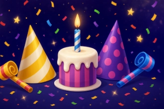 Accesorios de cumpleaños, confeti y premios.